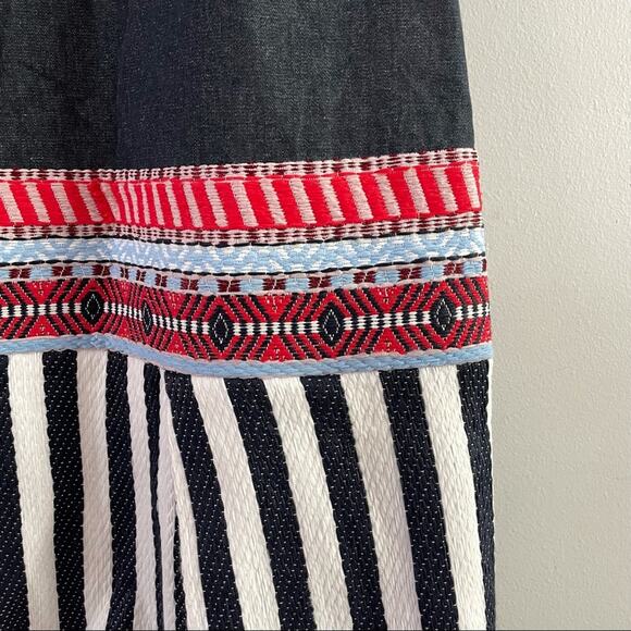 J. Crew Striped Chambray Sleeveless Dress Tapestry C1054 Drop Waist Textured 6 - Picture 6 of 11